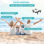 Drones for Kids with Camera, Mini RC Quadcopter Toy with Foldable Wings, Voice & Gesture Control, Altitude Hold, Full Propeller Guard, 2 Batteries, Birthday Gifts for Boys and Girls Ages 8-14 (White)
