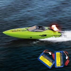 Ssccgym UDI021 Brushless Hobby Remote Control Speed Boat 2.4G 35-40km/h RC Racing Watercraft Submarine with LED ights for Adults 14y+ Favor 2Batteries