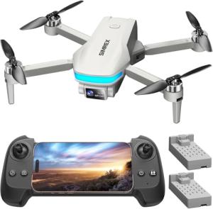 SIMREX Drone with Camera for Adults 4K, Brushless Motor Drones for Kids Beginners,FPV Foldable, Optical Flow & Altitude Hold, WiFi Live Video, Gesture/Voice Controlt,Toys Gifts for Teen Boys (Gray)