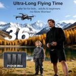 Drones with Camera for Adults,Foldable Drone for Beginners with 3 Batteries 36-Min Flight Time,1080P HD FPV Transmission Drone,Mini RC Quadcopter with Gesture Selfie,One Key Start,Altitude Hold,3D Flips,3 Speed Modes Easier to use,Black