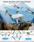 SIMREX Drone with Camera for Adults 4K, Brushless Motor Drones for Kids Beginners,FPV Foldable, Optical Flow & Altitude Hold, WiFi Live Video, Gesture/Voice Controlt,Toys Gifts for Teen Boys (Gray)