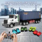 Mostop RC Semi Truck with Trailer - 23.6 Inch Large Remote Control Toy for Kids 3-8, 2 Rechargeable Batteries, 8 Mini Cars, LED Lights & Sound, 2.4GHz Semi-Trailer Truck Toys for Boys Girls