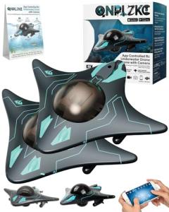 App Controlled Rc Underwater Drone with Camera Remote Control Boat for Pools Lakes Real-Time Image Under Water Aqua Submarine Fishing Drones Focusing on Correction Wireless Gift for Adults Kids(2PCS)