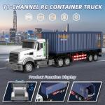 Mostop RC Semi Truck with Trailer - 23.6 Inch Large Remote Control Toy for Kids 3-8, 2 Rechargeable Batteries, 8 Mini Cars, LED Lights & Sound, 2.4GHz Semi-Trailer Truck Toys for Boys Girls