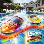 DEERC 2-Pack RC Boats for Kids, Fast Remote Control Boat with 4×1200mAh Batteries, 120 Min Runtime, 7 LED Lights Mode, Capsize Recovery, 2.4GHz Racing, Pool & Lake Toy