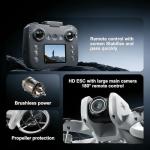 RC Drone with Screen Display Remote Control, Propeller Guard, Dual Camera, Speed Adjustment, Altitude Hold, One-Key Takeoff, 3D Flips, 2 Batteries, Helicopter Airplane, Hovering, Brushless Motor, APP Control, LED Lights, for Adult Beginners FPV Quadcopter Plane Copter, Drones for Kids 8-12 (Gray-White)