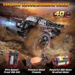 1:16 Scale All Terrain Fast RC Cars for Adults 40KPH, 4WD Electric Off-Road Remote Control Monster Truck with Metal Chassis, 2.4Ghz High Speed Car, Waterproof RC Truck with 2 Batteries for Boys & Kids