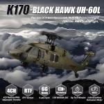 GoolRC Brushless RC Helicopter, WLtoys K170 Remote Control Helicopter, 4 Channel Military Army RC Aircraft with 6-Axis Gyro, Easy to Fly for Adults and Beginners