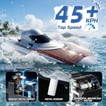DEERC 17" Brushless RC Boat for Adults, 45+ KPH High-Speed Racing Boat, 3S 2800mAh Li-po Battery, Metal Rudder, Self-Righting Design, Remote Control Boat for Lakes, Pools & Saltwater, TX766