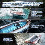 DEERC 17" Brushless RC Boat for Adults, 45+ KPH High-Speed Racing Boat, 3S 2800mAh Li-po Battery, Metal Rudder, Self-Righting Design, Remote Control Boat for Lakes, Pools & Saltwater, TX766