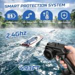 DEERC 17" Brushless RC Boat for Adults, 45+ KPH High-Speed Racing Boat, 3S 2800mAh Li-po Battery, Metal Rudder, Self-Righting Design, Remote Control Boat for Lakes, Pools & Saltwater, TX766