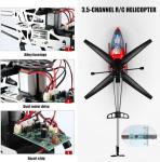 YUEQISM Red Large Fall Resistant RC Helicopter 3.5 Channels Remote Control Helicopter Toys Gift with LED Light Night, with 2 Batteries