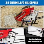 YUEQISM Red Large Fall Resistant RC Helicopter 3.5 Channels Remote Control Helicopter Toys Gift with LED Light Night, with 2 Batteries