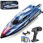 YESHIN RC Boat for Kids, 25 KPH Remote Control Boat, Fast RC Speed Boat with LED Lights, 500 ft Range with Low Battery & Out-of-Range Alarm, Self-Righting Waterproof Toy for Pool & Lake