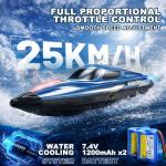 YESHIN RC Boat for Kids, 25 KPH Remote Control Boat, Fast RC Speed Boat with LED Lights, 500 ft Range with Low Battery & Out-of-Range Alarm, Self-Righting Waterproof Toy for Pool & Lake