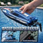 YESHIN RC Boat for Kids, 25 KPH Remote Control Boat, Fast RC Speed Boat with LED Lights, 500 ft Range with Low Battery & Out-of-Range Alarm, Self-Righting Waterproof Toy for Pool & Lake