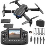 elecci E99 Drone with Screen Controller, Two-batteries, Altitude Hold, One Key Take Off/Landing, Active Obstacle Avoidance. with Black Outdoor Carrying Case. (Black - 2 batteries)