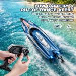 YESHIN RC Boat for Kids, 25 KPH Remote Control Boat, Fast RC Speed Boat with LED Lights, 500 ft Range with Low Battery & Out-of-Range Alarm, Self-Righting Waterproof Toy for Pool & Lake