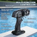 YESHIN RC Boat for Kids, 25 KPH Remote Control Boat, Fast RC Speed Boat with LED Lights, 500 ft Range with Low Battery & Out-of-Range Alarm, Self-Righting Waterproof Toy for Pool & Lake