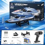 YESHIN RC Boat for Kids, 25 KPH Remote Control Boat, Fast RC Speed Boat with LED Lights, 500 ft Range with Low Battery & Out-of-Range Alarm, Self-Righting Waterproof Toy for Pool & Lake