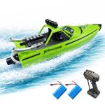 Fast RC Speed Boat, 30Kph Mini Jet Racing Boat with Powerful Jet Propulsion for Adult & Children, 2 * 1500mAh Batteries Electric Remote Control Small Water Boat for Pool, Lake, River (green)