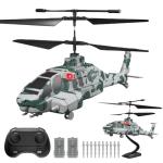 LMRC RC Helicopter with 10 Missiles, 2.4GHz LM19-F Army Remote Control Helicopter, Military Helicopter for Beginners and Adults, LED Lights, Altitude Hold, One-Key Take Off, Indoor Friendly