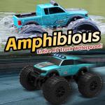 KB KAIBO 8816 1:12 Amphibious Remote Control Car with Full Proportional Steering-Fully Waterproof All Terrain RC Monster Truck for Kids 6-12+, 7.4V 4WD 2.4Ghz 60+ Min Dual Battery Blue