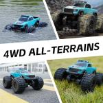 KB KAIBO 8816 1:12 Amphibious Remote Control Car with Full Proportional Steering-Fully Waterproof All Terrain RC Monster Truck for Kids 6-12+, 7.4V 4WD 2.4Ghz 60+ Min Dual Battery Blue