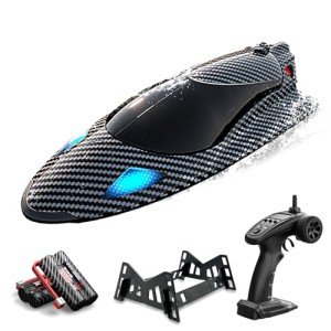 High-Speed RC Boat with LED Lights & Batteries