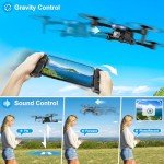 Drone with 1080P Camera - Foldable Remote Control Quadcopter with Voice Gesture Control, 3D Flip, One Key Start, Emergency Stop, 2 Batteries, Easier to use, Toy for Kids Adult Beginners