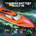BEZGAR RC Boat, 14 inch Remote Control Boat for Kids and Adults, 25 KPH Fast RC Speed Boat with 1100mAh Battery, Ideal Waterproof Toy Boats for Lakes & Pools - HJ815 Orange