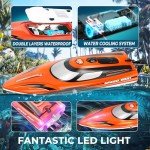 BEZGAR RC Boat, 14 inch Remote Control Boat for Kids and Adults, 25 KPH Fast RC Speed Boat with 1100mAh Battery, Ideal Waterproof Toy Boats for Lakes & Pools - HJ815 Orange