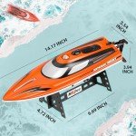 BEZGAR RC Boat, 14 inch Remote Control Boat for Kids and Adults, 25 KPH Fast RC Speed Boat with 1100mAh Battery, Ideal Waterproof Toy Boats for Lakes & Pools - HJ815 Orange