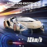 MIEBELY Lamborghini Remote Control Car, 1:16 Scale Lambo Toy Car 7.4V 500mAh Officially Licensed 12Km/h Rc Cars with Led Light 2.4Ghz Model Car for Adults Boys Girls Birthday Ideas Gift (Champagne)