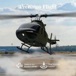 Carmanon Ultra-high Simulated RC Helicopter - 27:1 Scale Model Collectable Remote Control Helicopter with Auto-Hover for Adults, Beginners, Bell OH-58