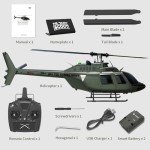 Carmanon Ultra-high Simulated RC Helicopter - 27:1 Scale Model Collectable Remote Control Helicopter with Auto-Hover for Adults, Beginners, Bell OH-58