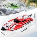 BEZGAR RC Boat, 12 inch Remote Control Boat for Kids and Adults, 25 KPH Fast RC Speed Boat with 700mAh Battery, Ideal Waterproof Toy Boats for Lakes & Pools - TX126 Red