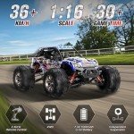SIMREX 1/16 Scale Hobby RC Car, 36 KPH High-Speed 4WD RC Truck, 2.4 GHz Remote Control Car, All-Terrain Electric Vehicle, 4X4 Remote Contral Moster Truck for Kids and Adults