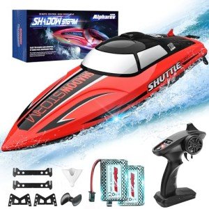 ALPHAREV RC Boat - R208 20+ MPH Fast Remote Control Boat for Pool & Lake, 2.4GHz RC Boats for Adults & Kids with Rechargeable Battery, LED Light, Self-Righting, Christmas Birthday Gifts for Boys