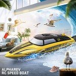 ALPHAREV RC Boat - R208 20+ MPH Fast Remote Control Boat for Pool & Lake, 2.4GHz RC Boats for Adults & Kids with Rechargeable Battery, LED Light, Self-Righting, Christmas Birthday Gifts for Boys