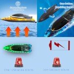 RC Boat with 2 Rechargeable Battery, 30+ MPH Fast Remote Control Boat with Storage Package, 2.4G Large RC Electric Boats Pool and Lakes Toys with LED Lights for Adults and Kid