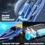 BEZGAR RC Boat, 16 inch Big Remote Control Boat for Adults and Kids and, 35 KPH Large Fast RC Speed Boat with 1500mAh Battery, Ideal Waterproof Toy Boats for Lakes - HJ818 Blue