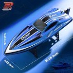BEZGAR RC Boat, 16 inch Big Remote Control Boat for Adults and Kids and, 35 KPH Large Fast RC Speed Boat with 1500mAh Battery, Ideal Waterproof Toy Boats for Lakes - HJ818 Blue
