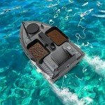 RC Bait Boat, 600m/1968ft High Speed Remote Surf Fishing Bait Boat 4.4LBS Loading Positioning Bait Boat with GPS and 2 x 5200Mah Battery for Ocean Lake Fishing, Auto Navigation, Cruise Control (Gray)