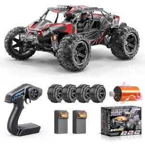 Womaqu 1/14 Brushless RC Car for Adults and Boys, Full Roll-Cage Frame, 4WD High-Speed 50 km/h, All-Terrain Remote Control RC Truck with Two 2S 1500 mAh LiPo Batteries, Compatible with 3S LiPo