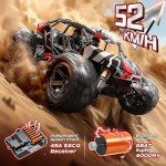 Womaqu 1/14 Brushless RC Car for Adults and Boys, Full Roll-Cage Frame, 4WD High-Speed 50 km/h, All-Terrain Remote Control RC Truck with Two 2S 1500 mAh LiPo Batteries, Compatible with 3S LiPo