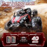 Womaqu 1/14 Brushless RC Car for Adults and Boys, Full Roll-Cage Frame, 4WD High-Speed 50 km/h, All-Terrain Remote Control RC Truck with Two 2S 1500 mAh LiPo Batteries, Compatible with 3S LiPo