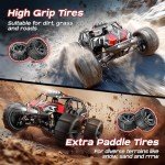 Womaqu 1/14 Brushless RC Car for Adults and Boys, Full Roll-Cage Frame, 4WD High-Speed 50 km/h, All-Terrain Remote Control RC Truck with Two 2S 1500 mAh LiPo Batteries, Compatible with 3S LiPo