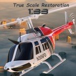 Hylukon C138 Remote Control Helicopter, 1:33 Scale Bell206 Helicopter 2.4G 6CH RTF Single Propeller Aileron Free, Optical Flow Positioning, Six-axis Gyroscope Stabilization Gift for Adults (3 Battery)
