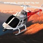 Hylukon C138 Remote Control Helicopter, 1:33 Scale Bell206 Helicopter 2.4G 6CH RTF Single Propeller Aileron Free, Optical Flow Positioning, Six-axis Gyroscope Stabilization Gift for Adults (3 Battery)